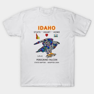 Idaho, Peregrine Falcon, Love, Valentines Day, State, Heart, Home T-Shirt